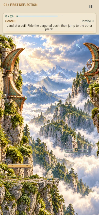 Magnetic coils above a cloud-filled mountain valley in Stormcoil
